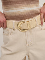 Arizona Straw Buckle Belt - Beige