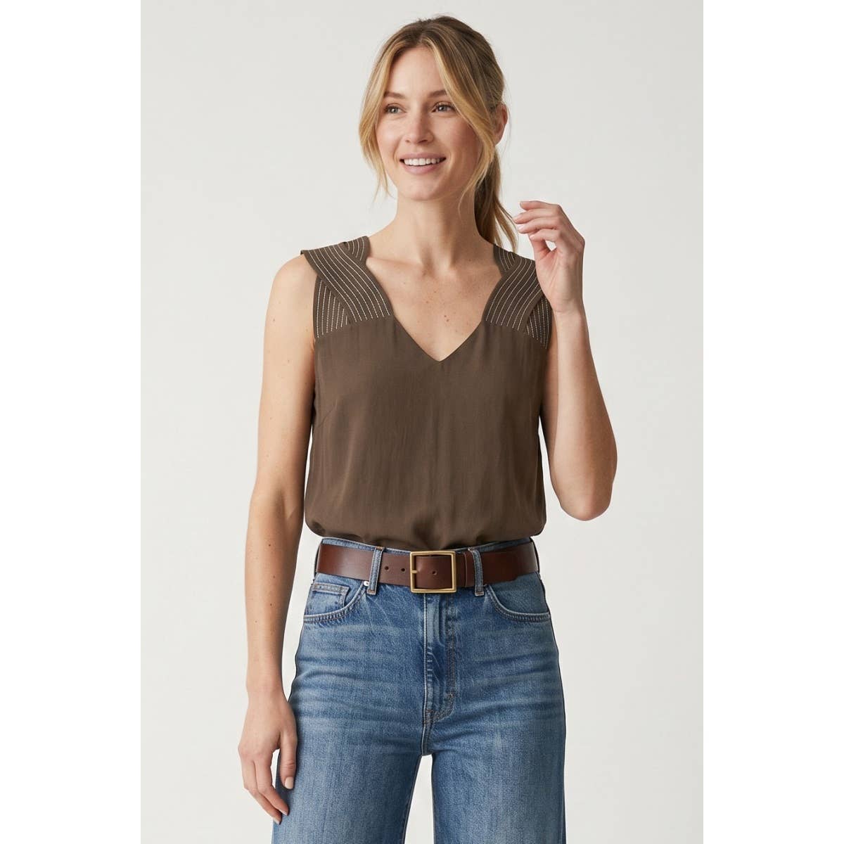 Coco Dust Contrast Stitch Tank