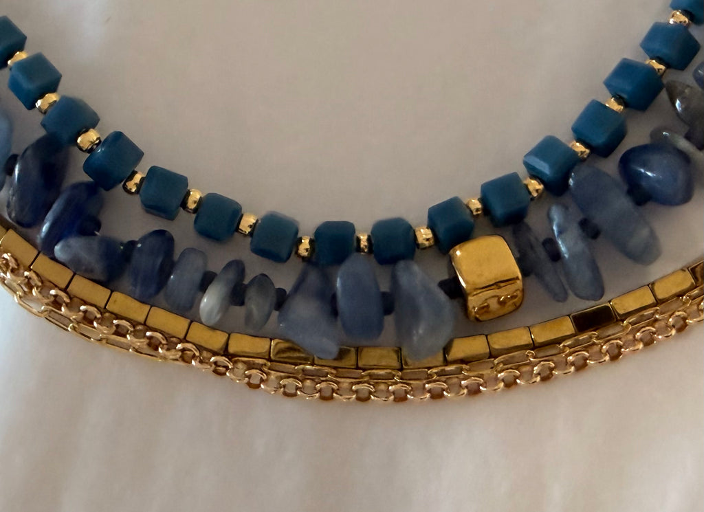 Layered Stone Bead & Coin Statement Necklace