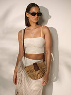 Marielle Straw Half Moon Bag