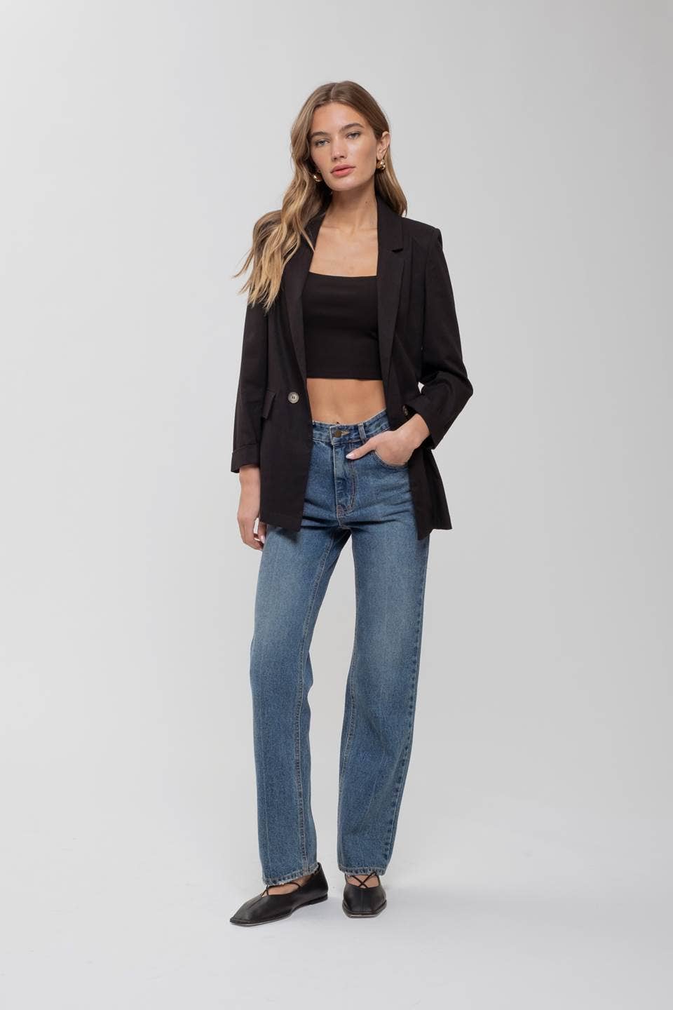 The Shoreline Blazer - 3/4 CUFF SLEEVE COLLARED BLAZER
