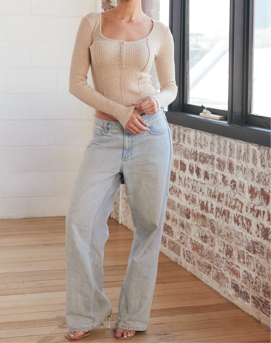 Beige ribbed top