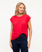 The Easy Tuck Tee - Cherry Red