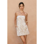 Tropical Haze Strapless Mini Dress