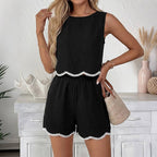 Black Contrast Trim Shorts