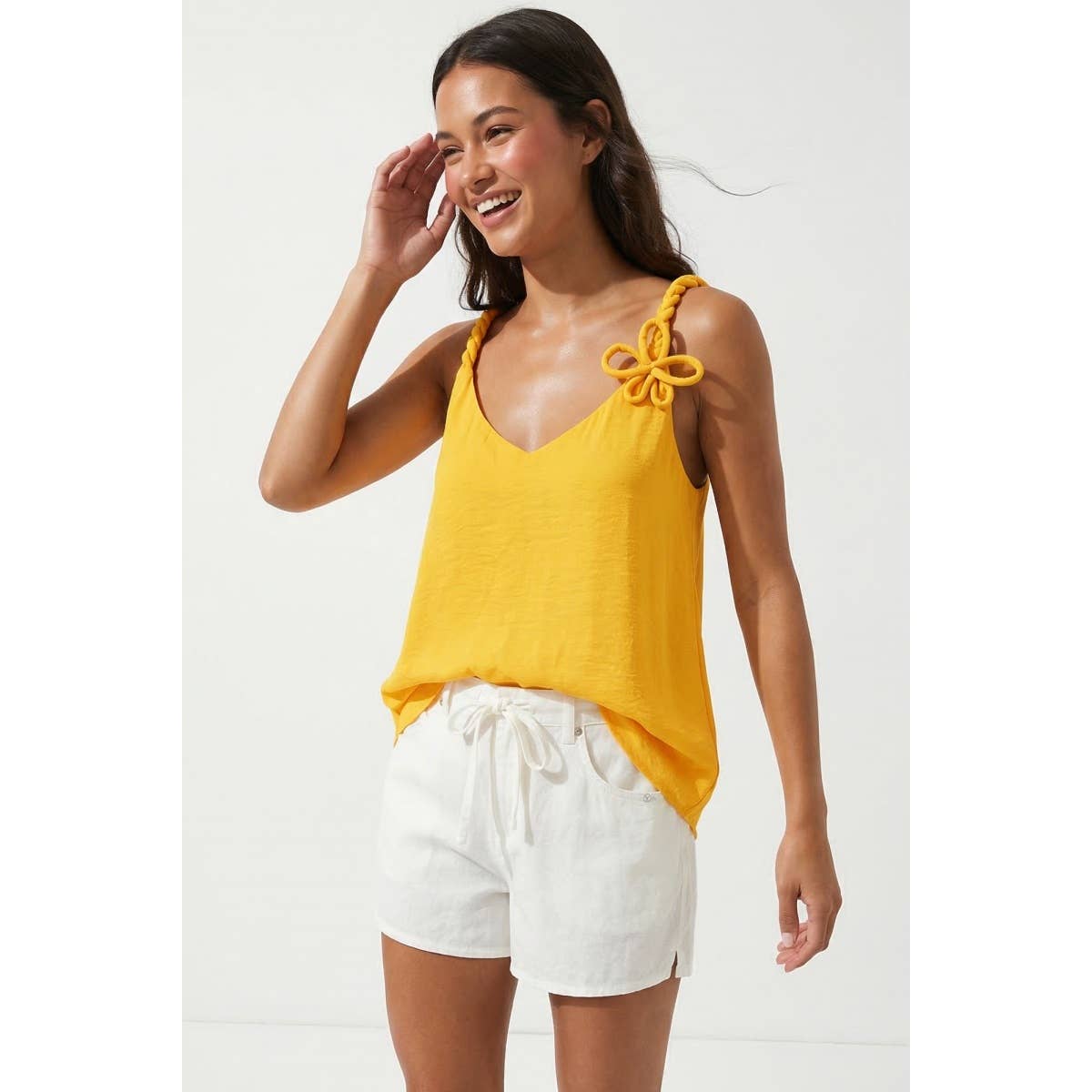3D Twisted Flower Detail Tank Top - 2 colours