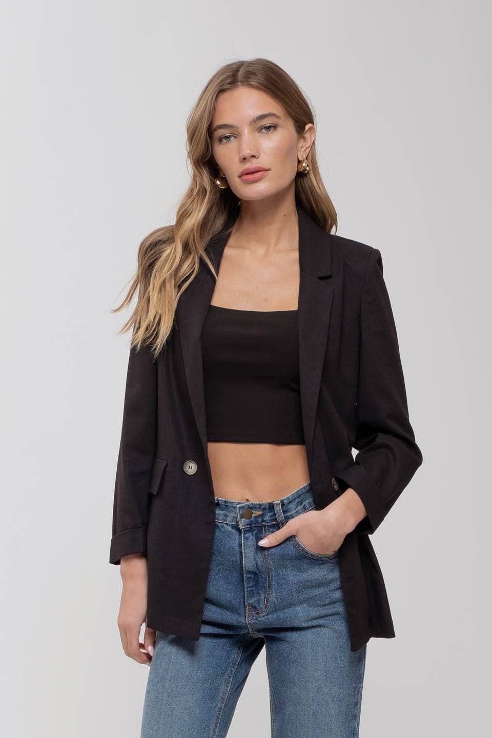The Shoreline Blazer - 3/4 CUFF SLEEVE COLLARED BLAZER