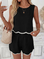 Black Contrast Trim Shorts