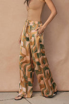 Sunset Blush Abstract Wide Leg Pants