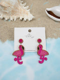 Flamingo Beaded Earrings - Hot Pink