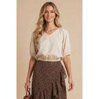 The Jessy Elastic Puff Sleeve V-neck Blouse - Pale Banana