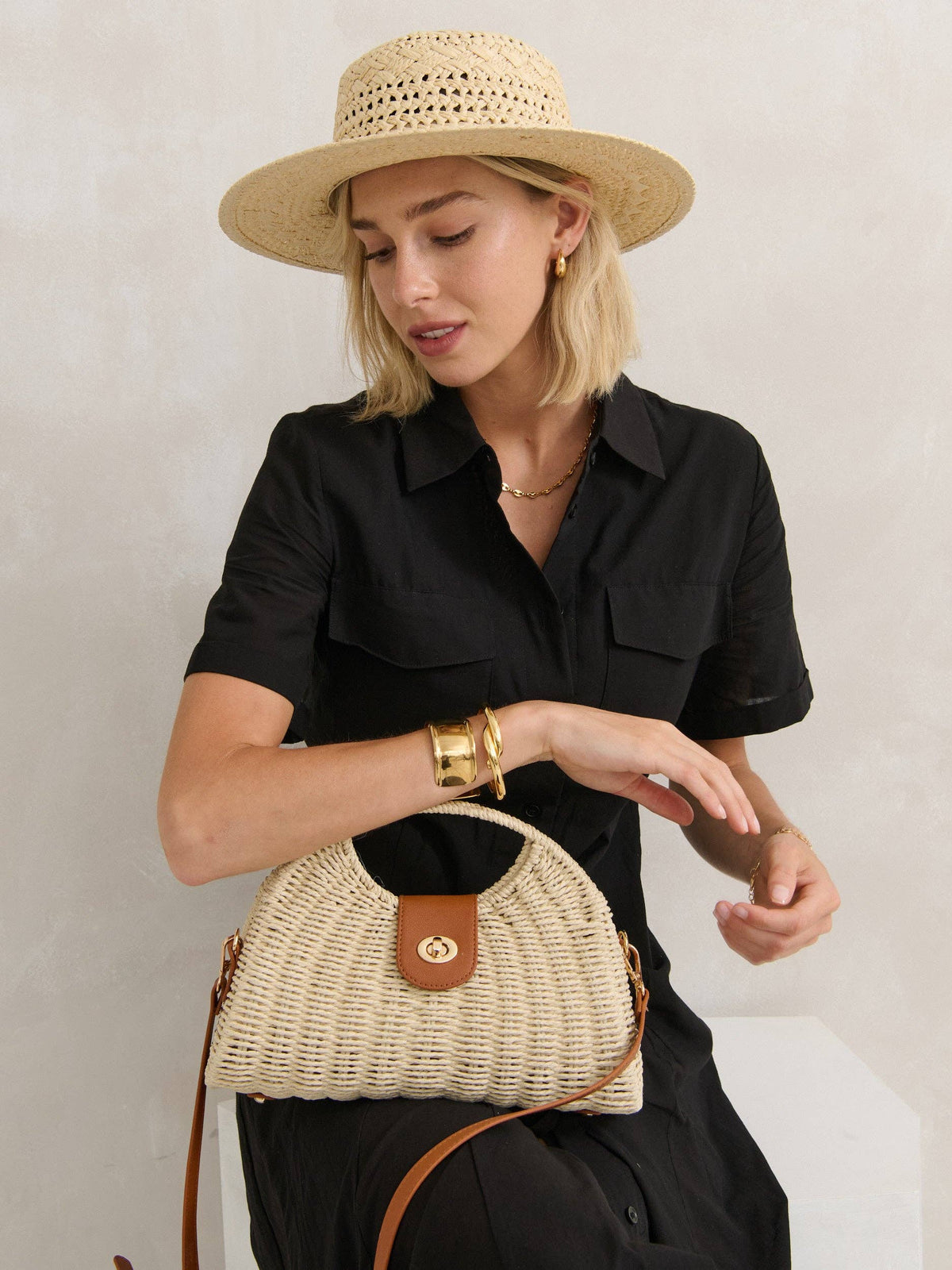 Joyce Straw Hat in Beige