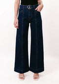 Indigo Front Seam Belted Denim Jean