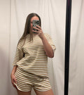 The Byron Beige & White Striped Shorts