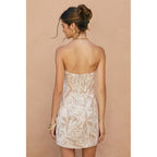 Tropical Haze Strapless Mini Dress