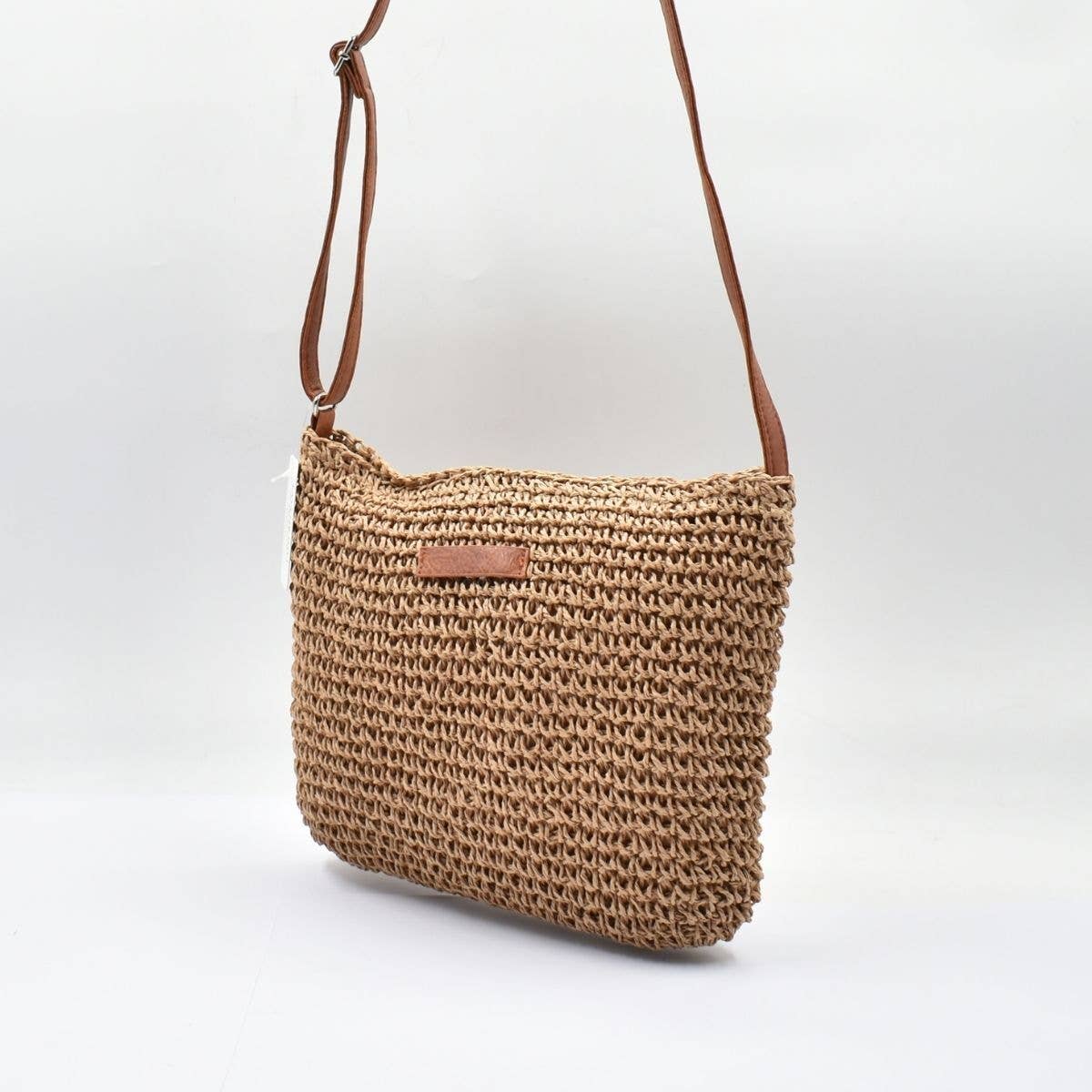 Boho Woven Crossbody Bag - Camel