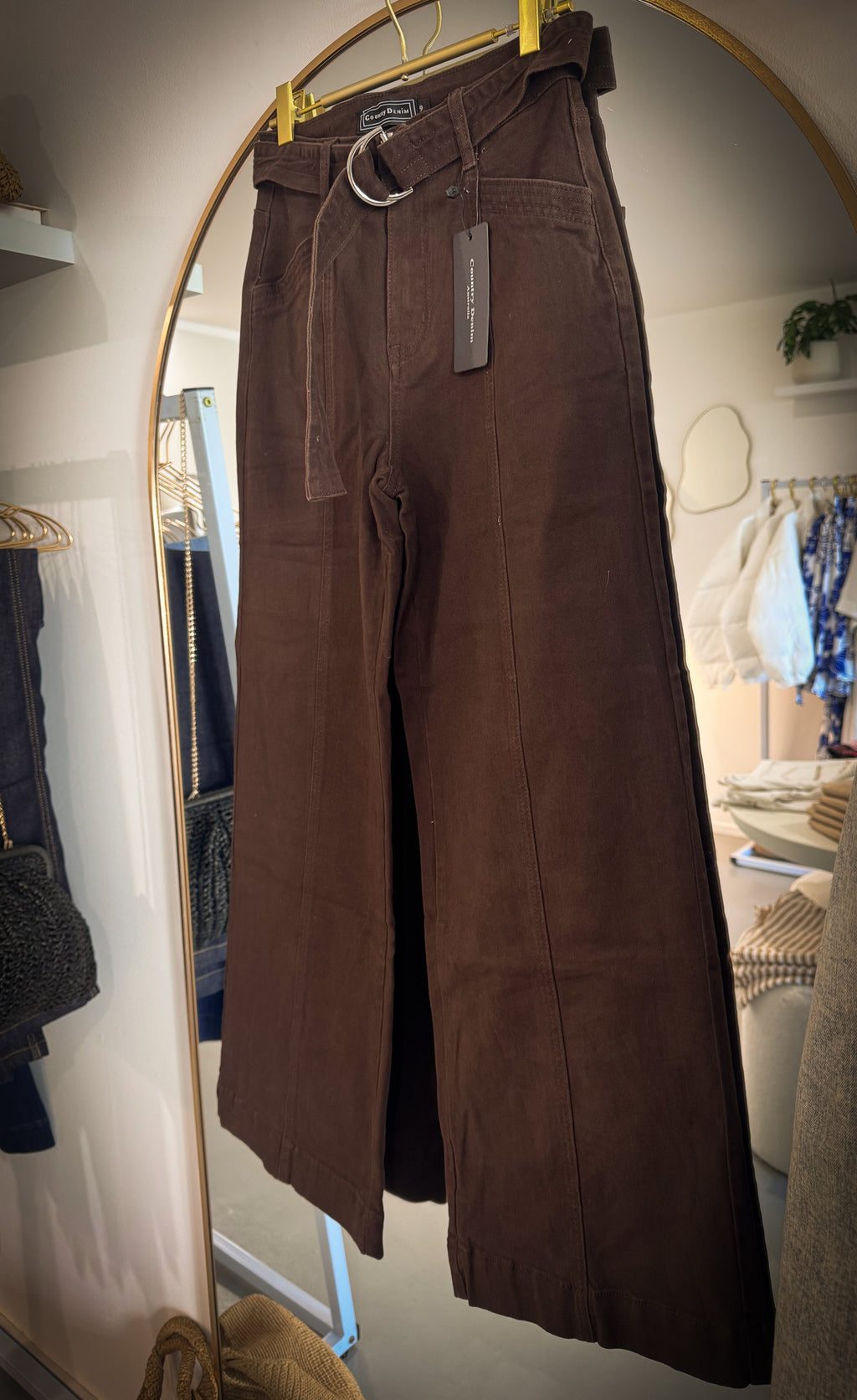 The Chocolate Front Seam Belted Denim Jean