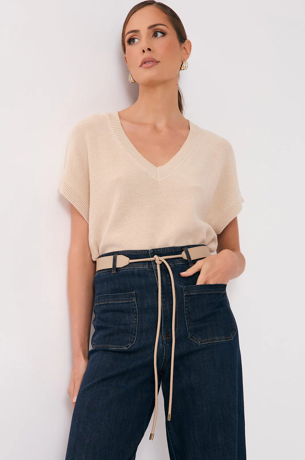 Tie Front Wide Back Belt - Black