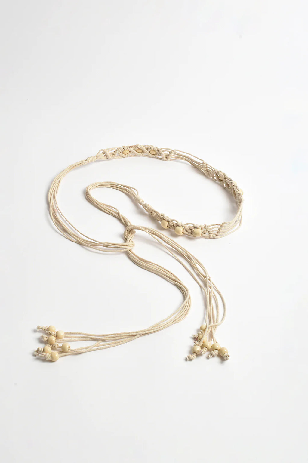 Tie Front Macrame Bead Belt