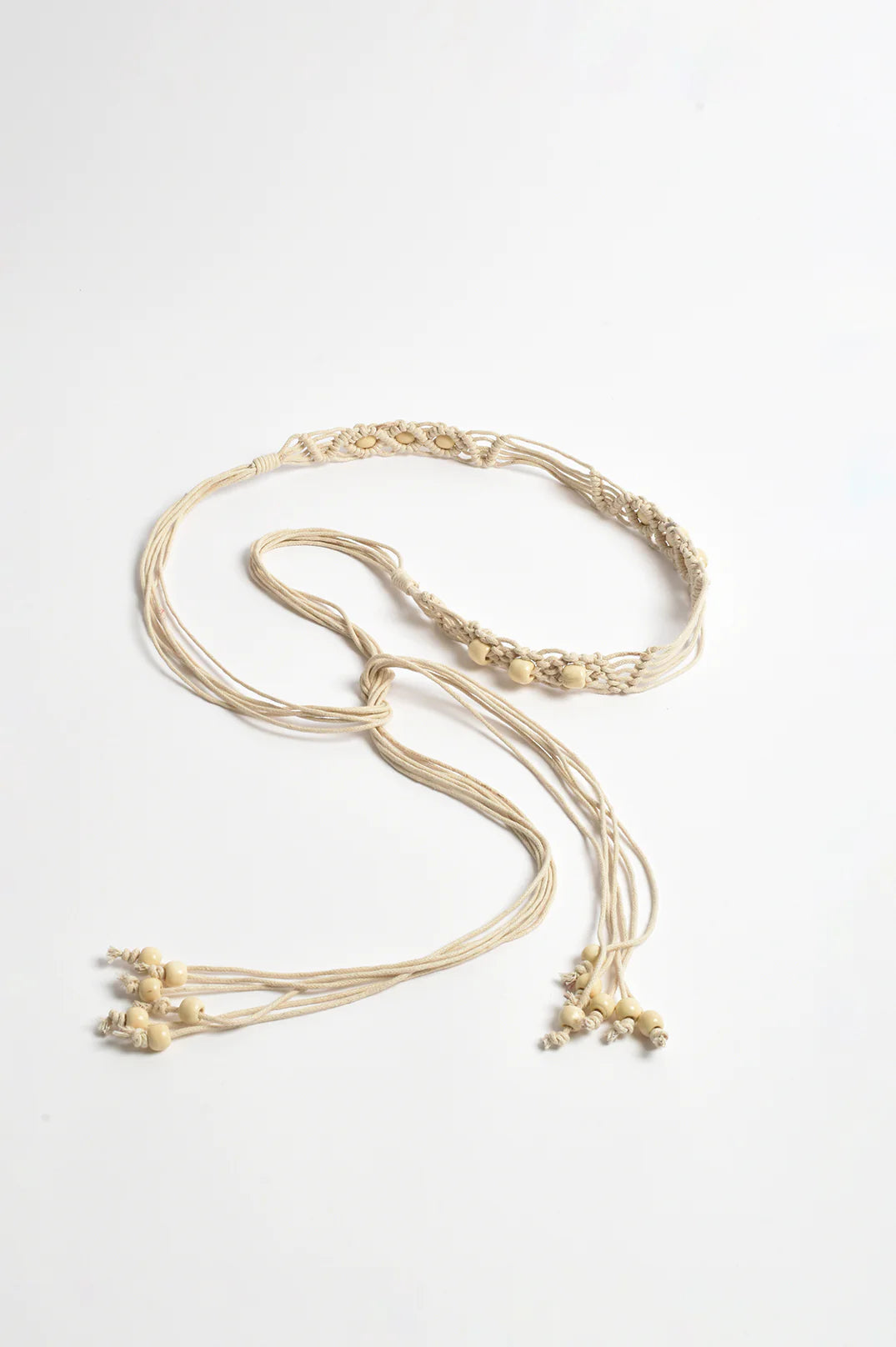 Tie Front Macrame Bead Belt
