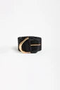 Wrapped Buckle Stretch Belt - Black/Gold
