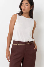Panel and Chain Adjustable Belt - White or Chocolate