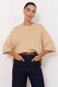 Tisha Thin Suede Jeans Belt - Tan/Silver