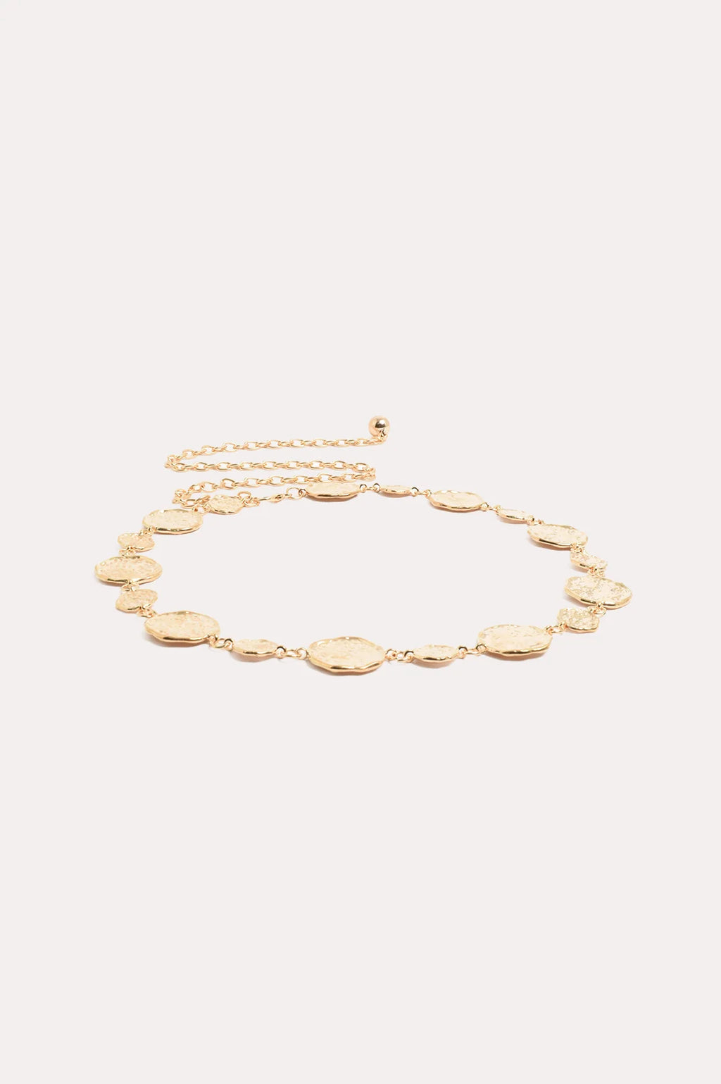 Textured Metal Disc Chain Belt - Gold