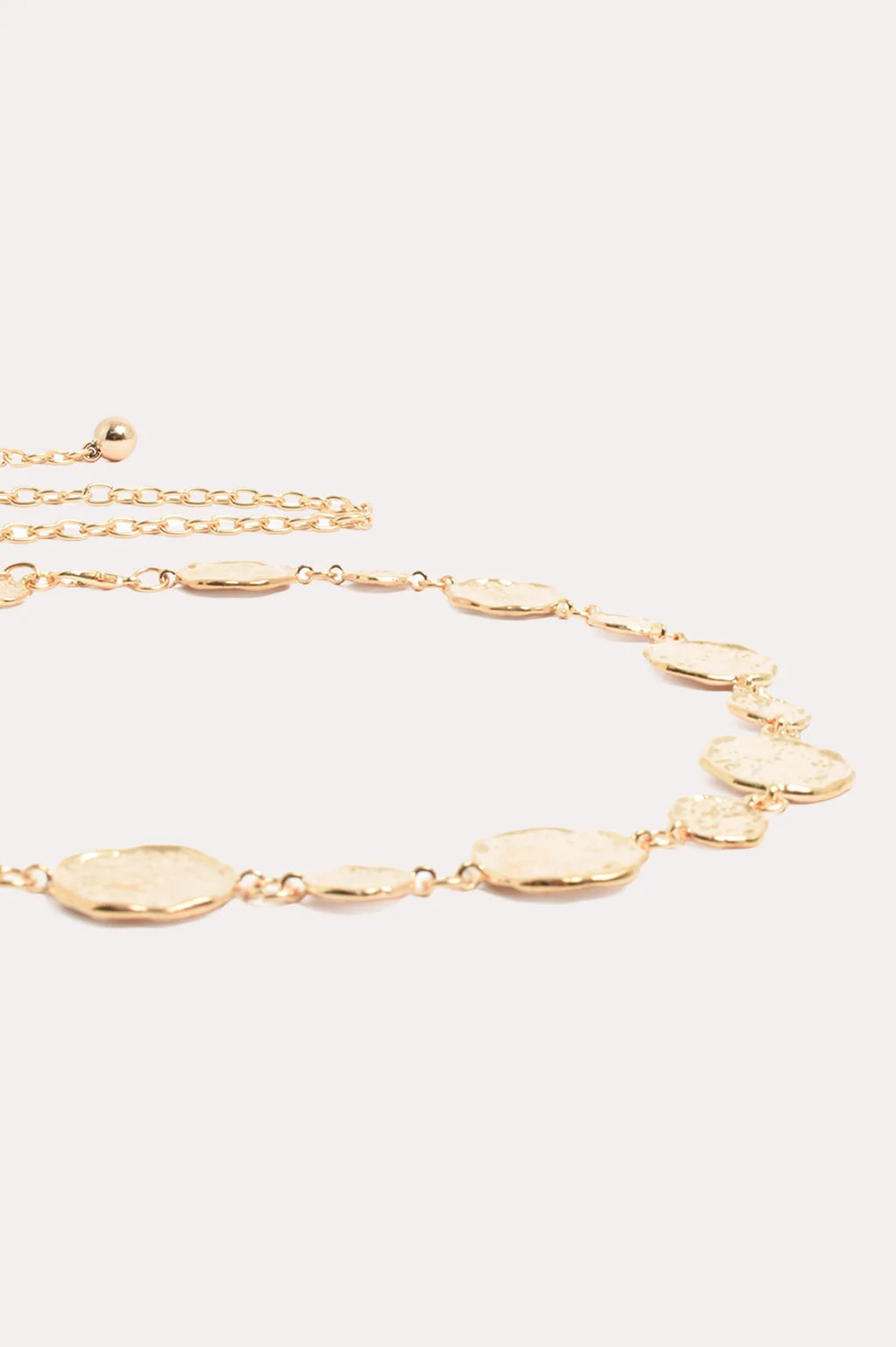 Textured Metal Disc Chain Belt - Gold