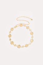 Textured Metal Disc Chain Belt - Gold