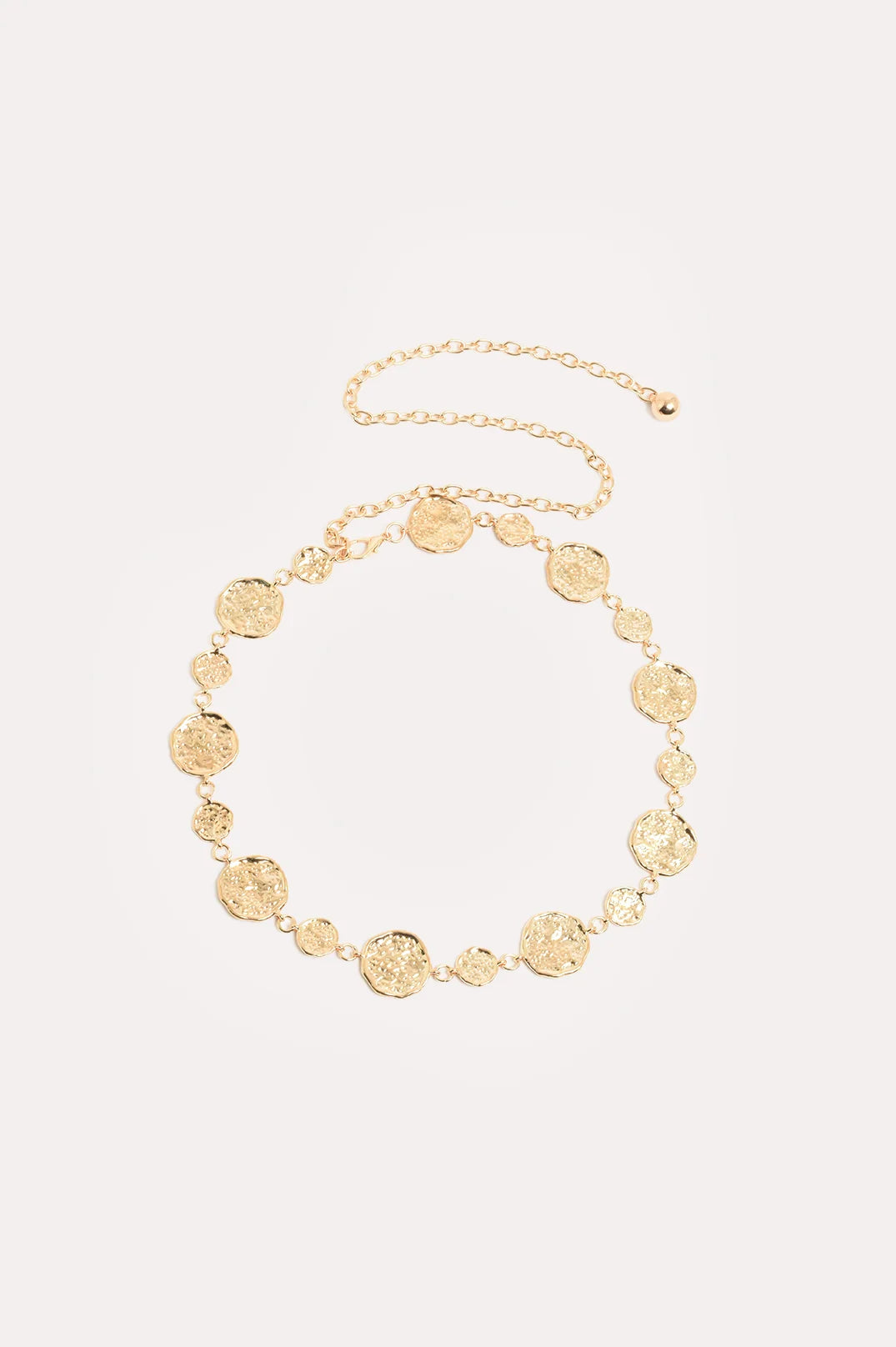 Textured Metal Disc Chain Belt - Gold