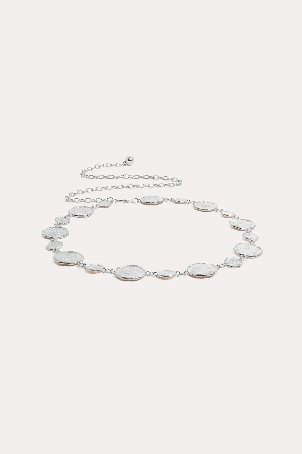 Textured Metal Disc Chain Belt - Silver