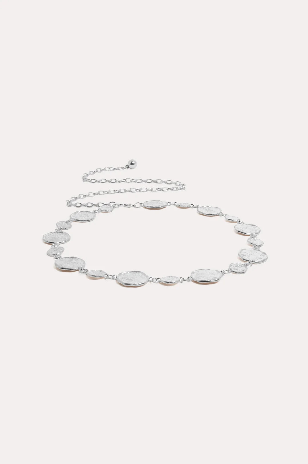 Textured Metal Disc Chain Belt - Silver
