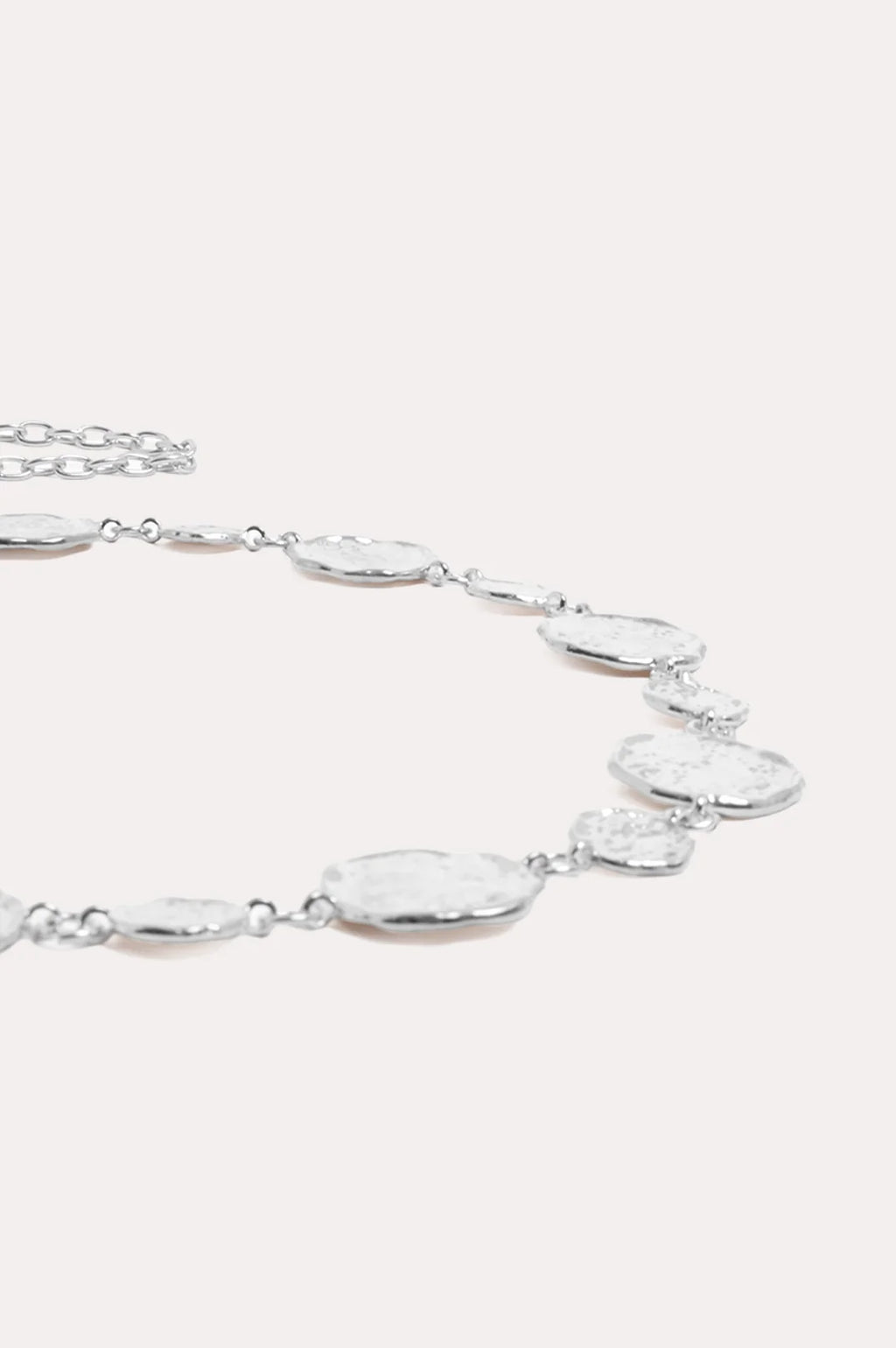 Textured Metal Disc Chain Belt - Silver