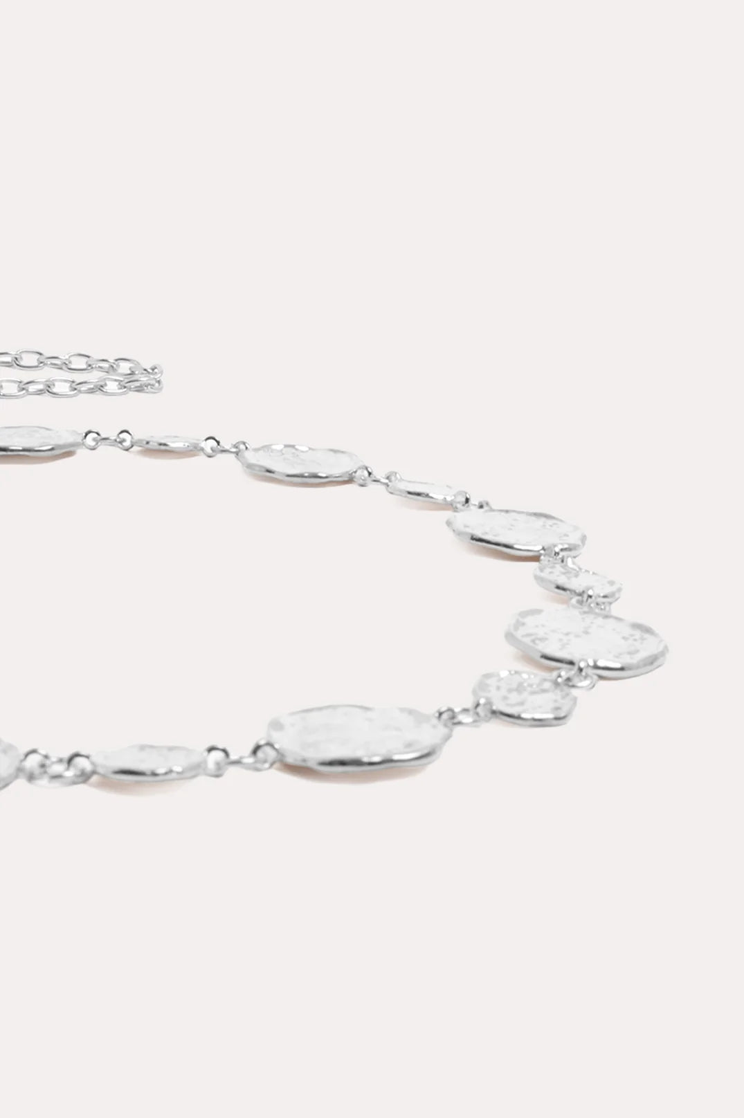Textured Metal Disc Chain Belt - Silver