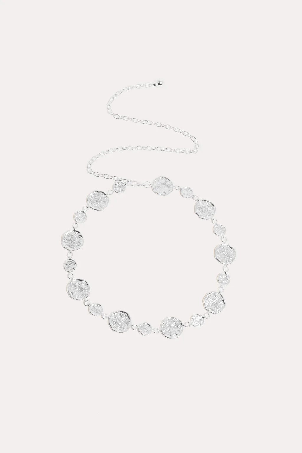 Textured Metal Disc Chain Belt - Silver
