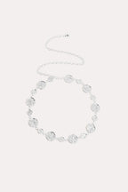Textured Metal Disc Chain Belt - Silver