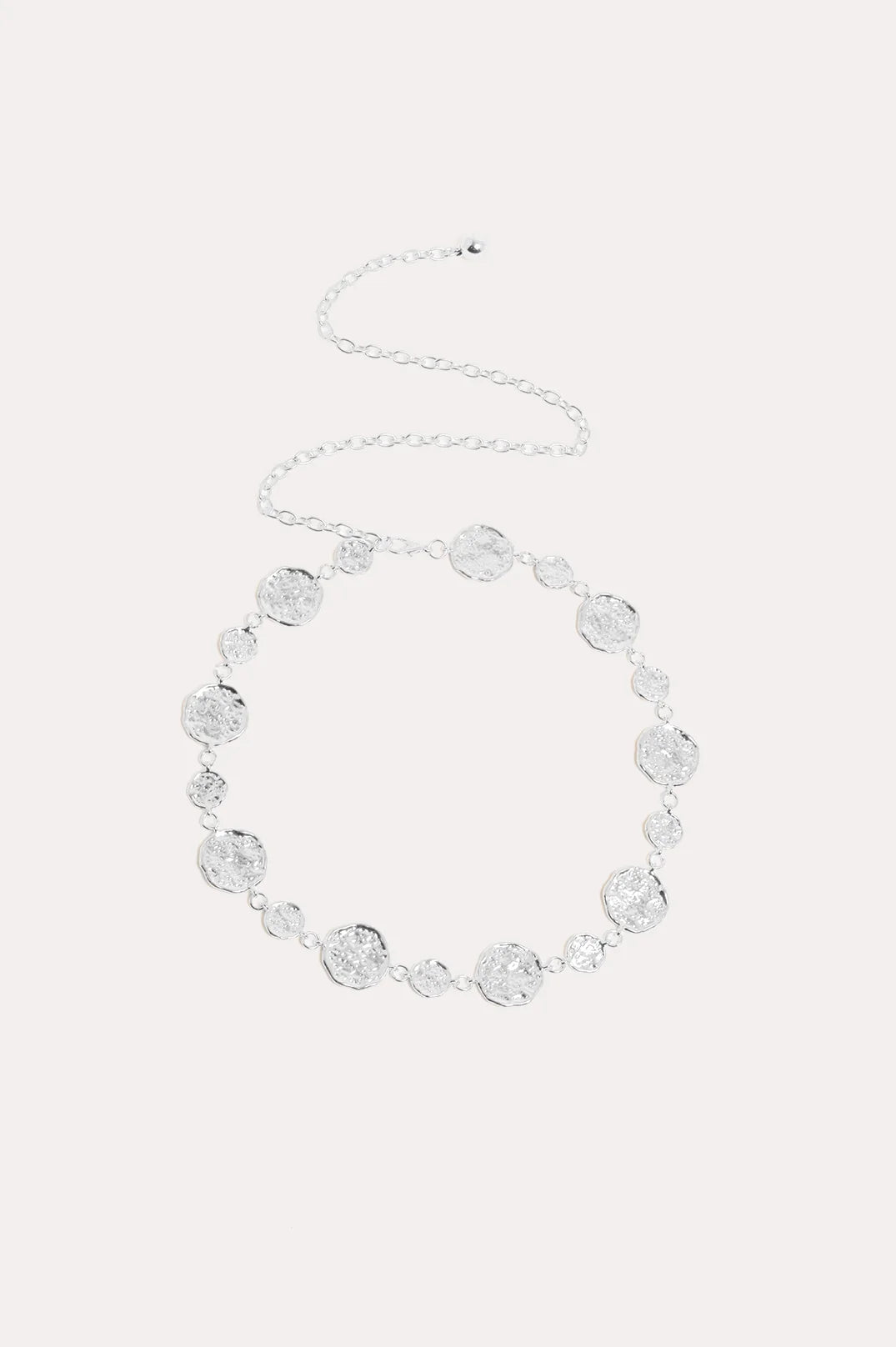 Textured Metal Disc Chain Belt - Silver