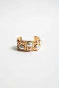Faux Pearl Metal Statement Cuff