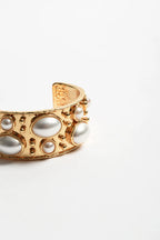 Faux Pearl Metal Statement Cuff