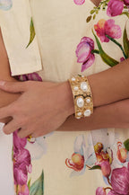 Faux Pearl Metal Statement Cuff