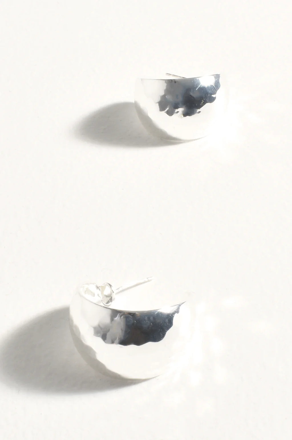 Bevelled Mini Curved Hoops - Silver