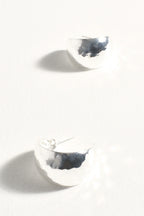 Bevelled Mini Curved Hoops - Silver