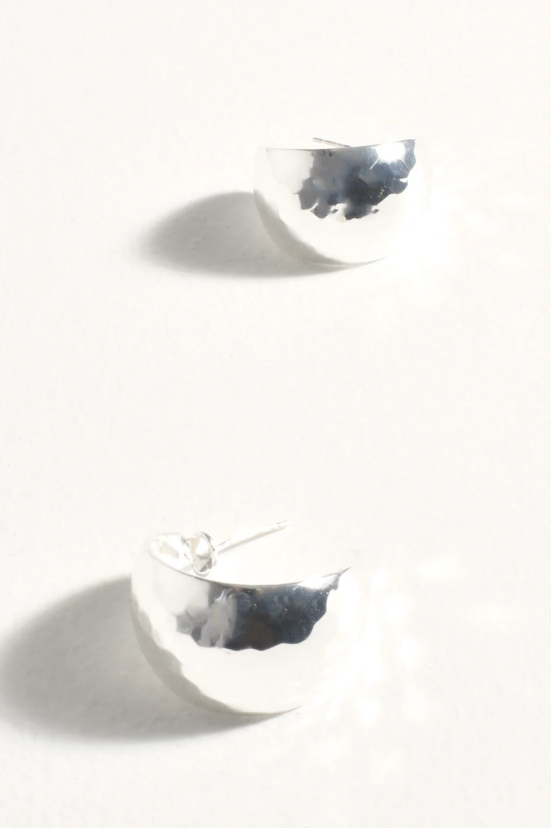 Bevelled Mini Curved Hoops - Silver