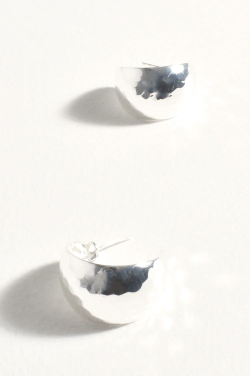 Bevelled Mini Curved Hoops - Silver