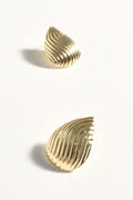 Lined Treardrop Metal Earrings - Gold or Silver