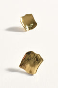 Wavy Square Stud Earrings - Gold
