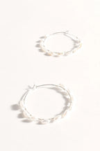 Wired Freshwater Pearl Hoops - Silver