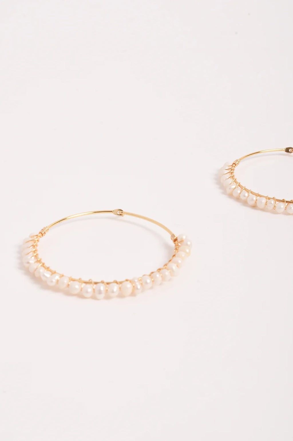 Wired Pearl Hoops - Gold & Pearl
