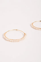 Wired Pearl Hoops - Gold & Pearl